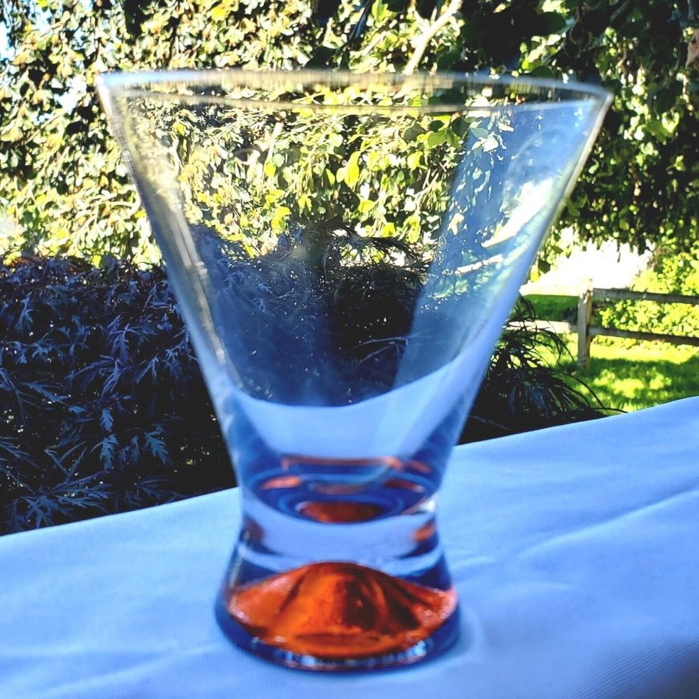 Dansk Spectra Liquor Cocktail Glasses martini orange blue base